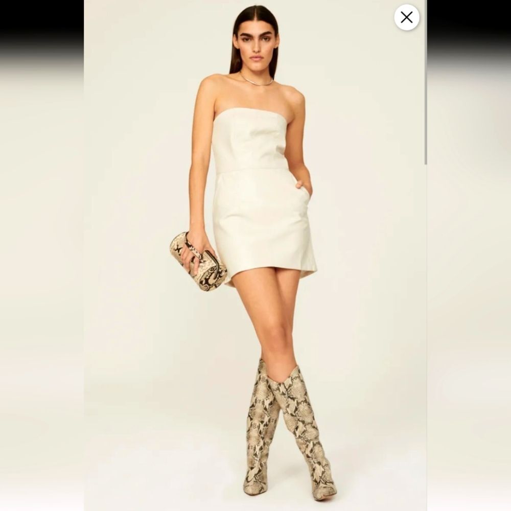 NONchalant Dixie Cream Faux Leather MIni Dress Size M